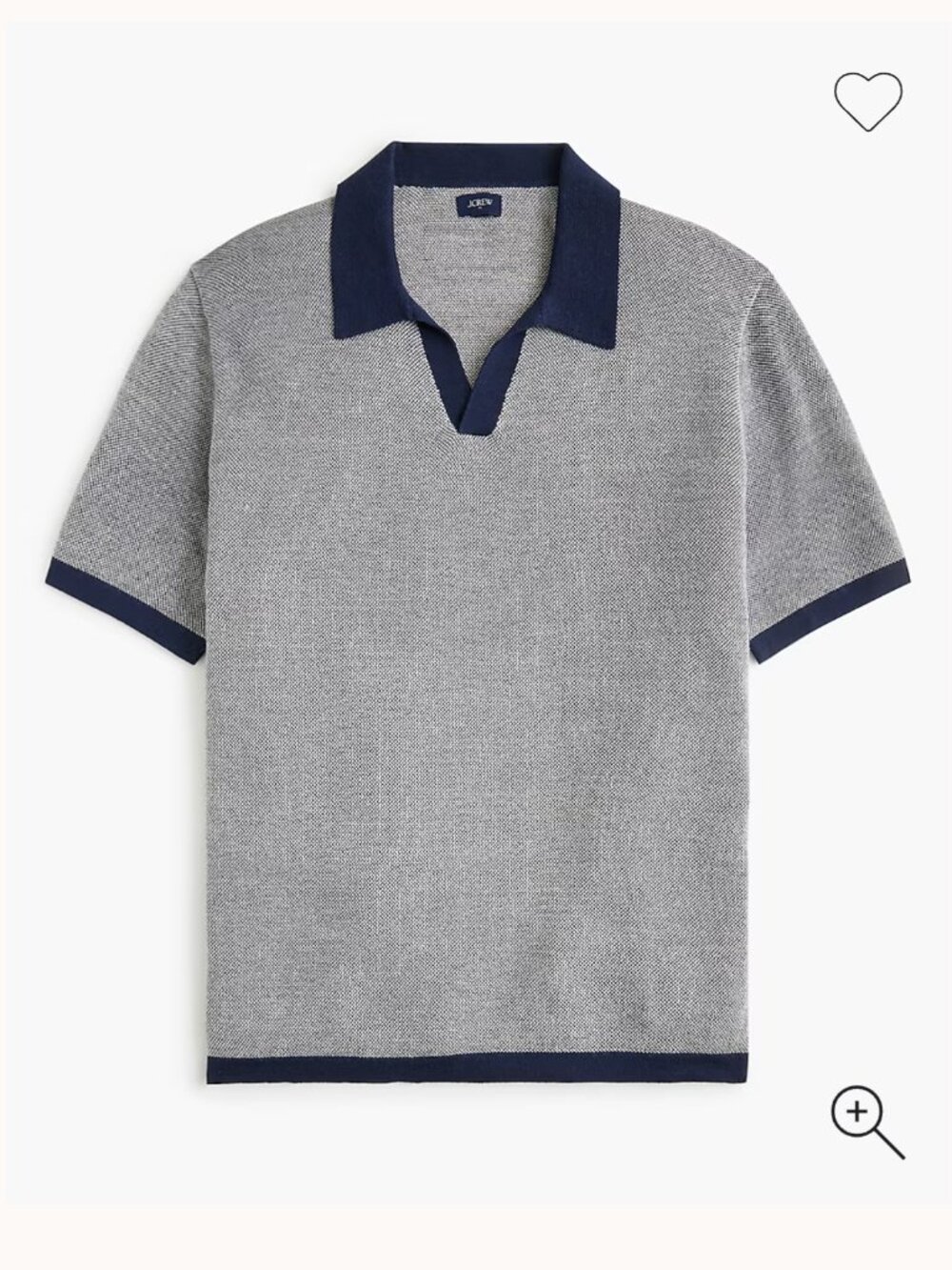 NWT J. Crew Merino Wool Blend Johnny Collar Gray Navy Sweater Polo XL Old Money